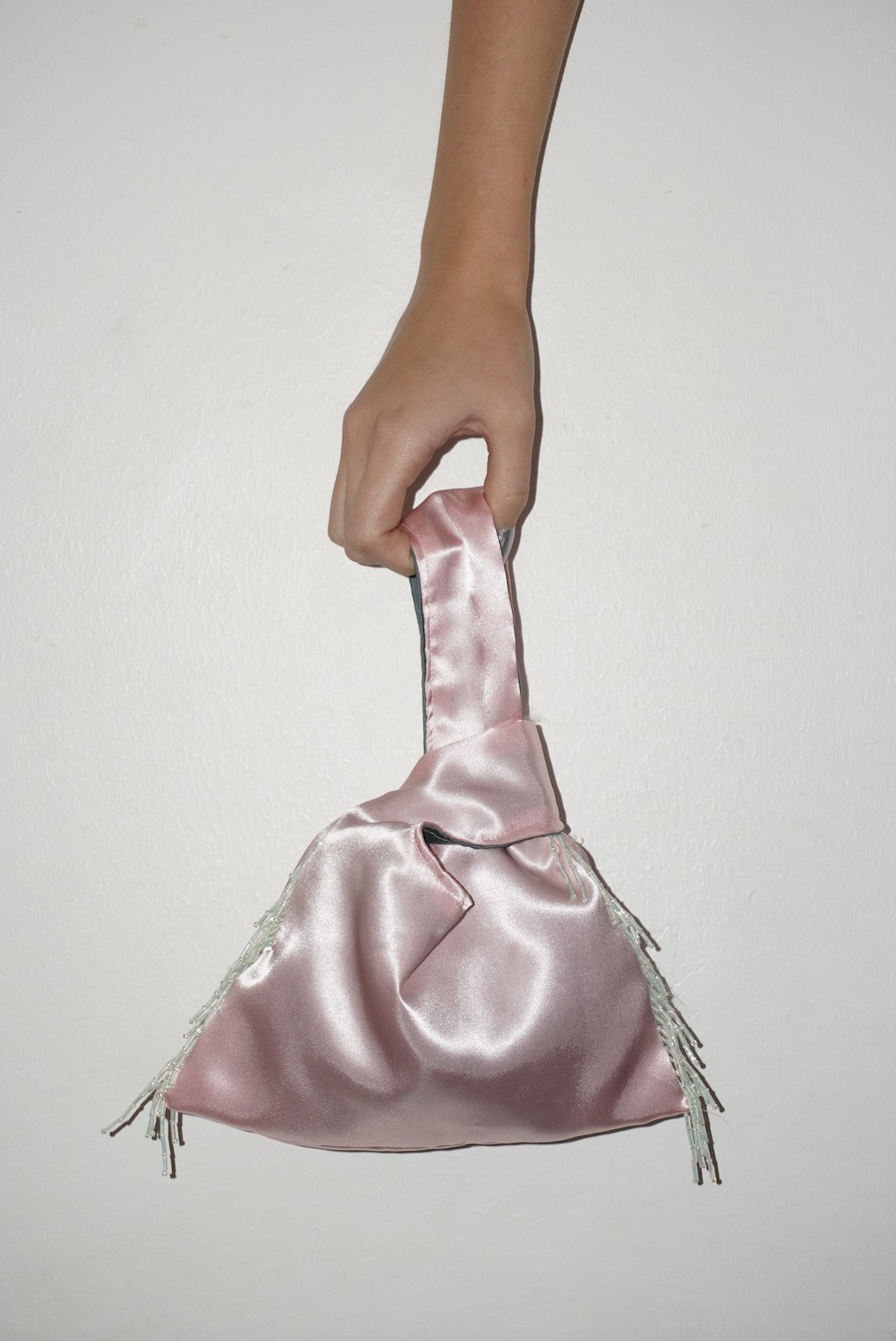 Stella handmade Japanese knot bag in pink satin