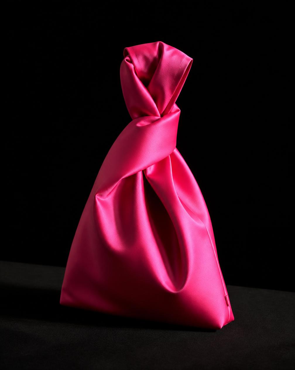 Neon pink handmade Japanese knot bag